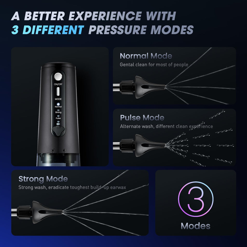 YNN Ear Wax Removal,350ml Tank 8 Reusable earplug Tips 5-Fold Jet Stream 3 Mode Safe & Effective Water Powered Ear Cleaner Elect