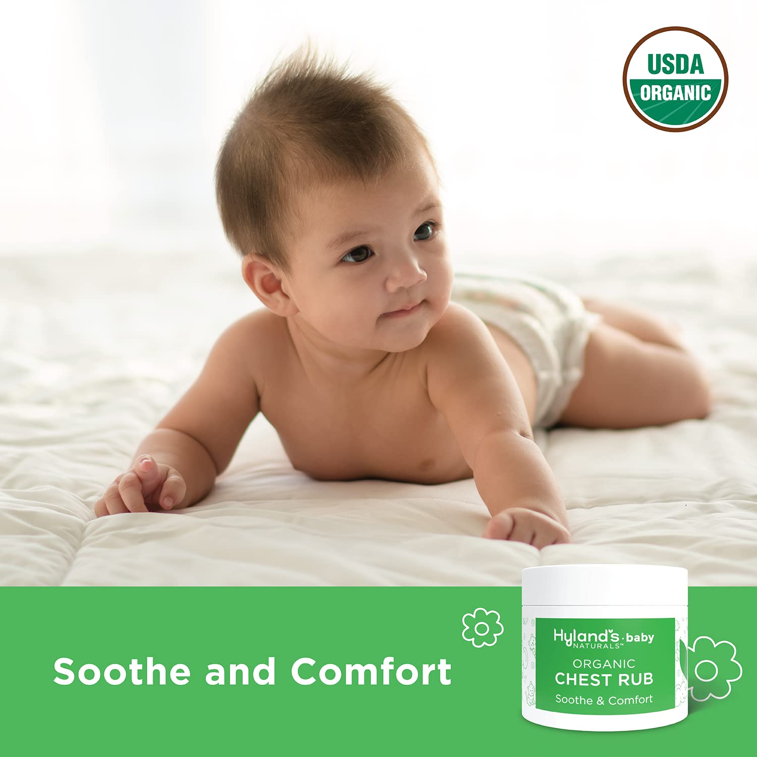 Hylands Baby Organic Chest Rub, Soothe and Comfort, with Organic Lavender, Peppermint, and Chamomile Flower Oil, Safe and Gentl