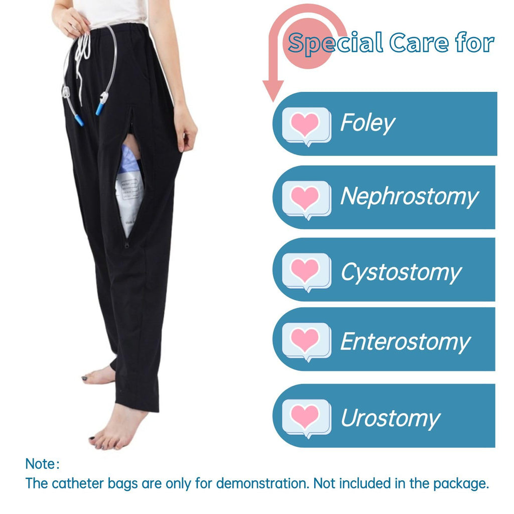 Catheter Leg Bag Pants for Men/Women, Urine Bag Holder Pants with 2 Zippered Side Pockets, Holding 2x2000ml Catheter Bag for Nep