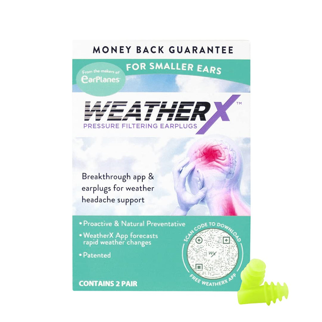 WeatherX, Pressure Filtering Earplug for Shifts in Barometric Weather Pressure (Small 2 Pk)
