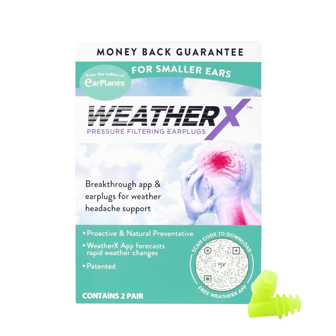 WeatherX, Pressure Filtering Earplug for Shifts in Barometric Weather Pressure (Small 2 Pk)