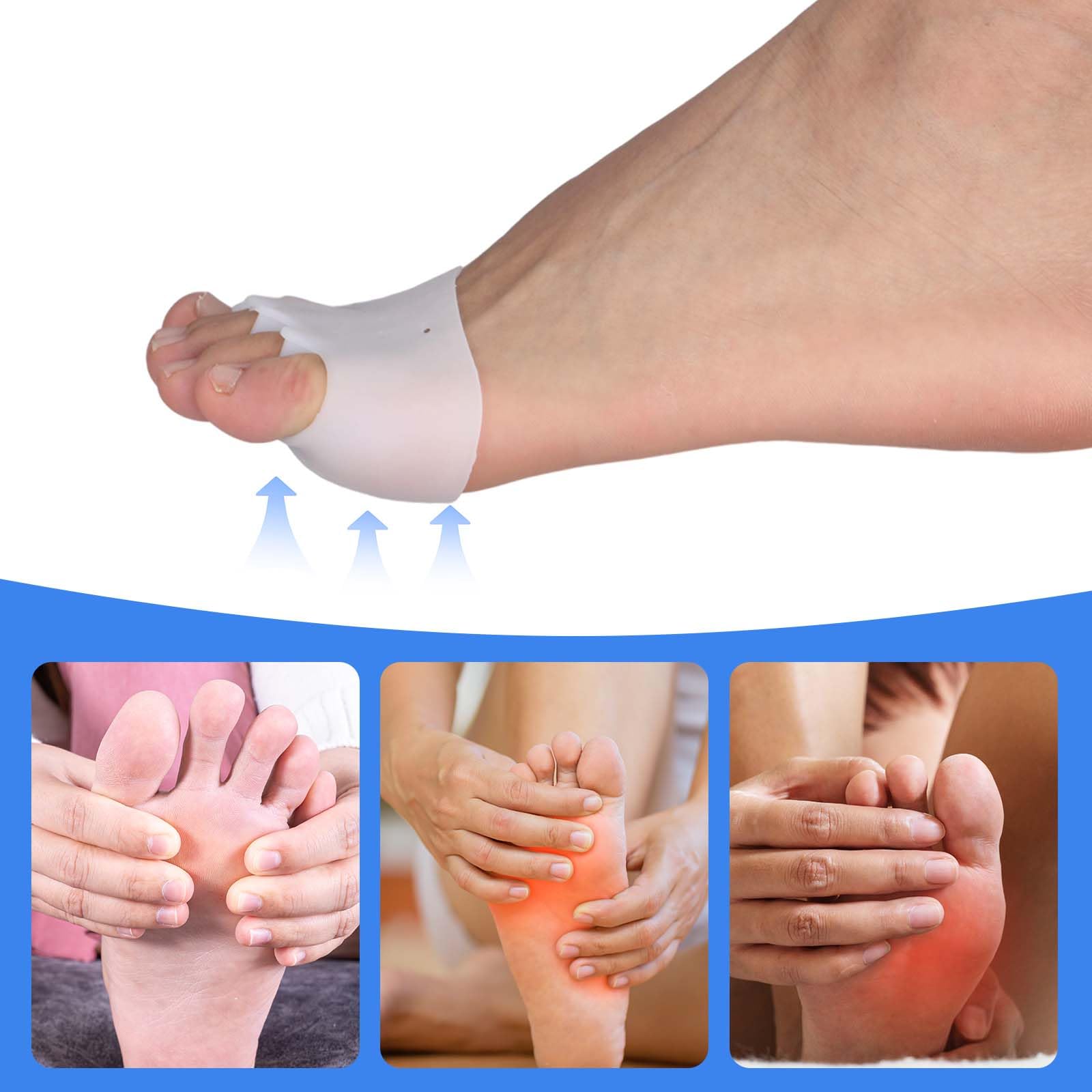 4pcs Silicone Toe Separators, White Toe Spacers Soft Comfort Dividers with Breathable Holes Foot Reusable Protector Tool for Men