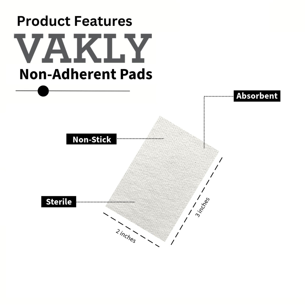Vakly Sterile Non-Adherent 2x3 Pads - Thick Non-Stick Non-Adhesive Wound Dressing Gauze 2x3 Individually Sealed | Highly Abs