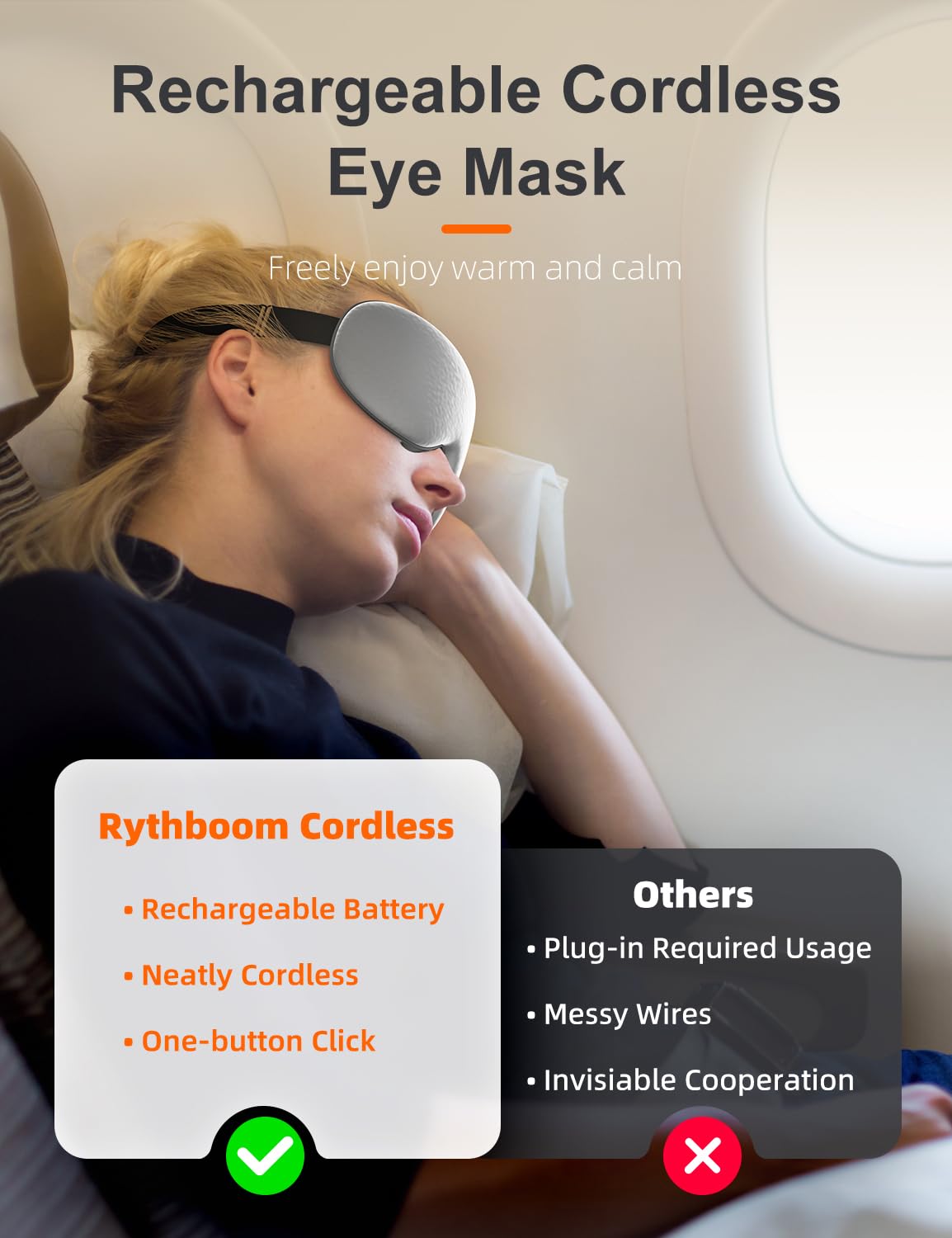 Silk Cordless Heated Eye Mask, Compress Heating Pad for Dry Eye Stye Eye Strain, Electric Warm Eye Mask for Airplane Sleeping, B