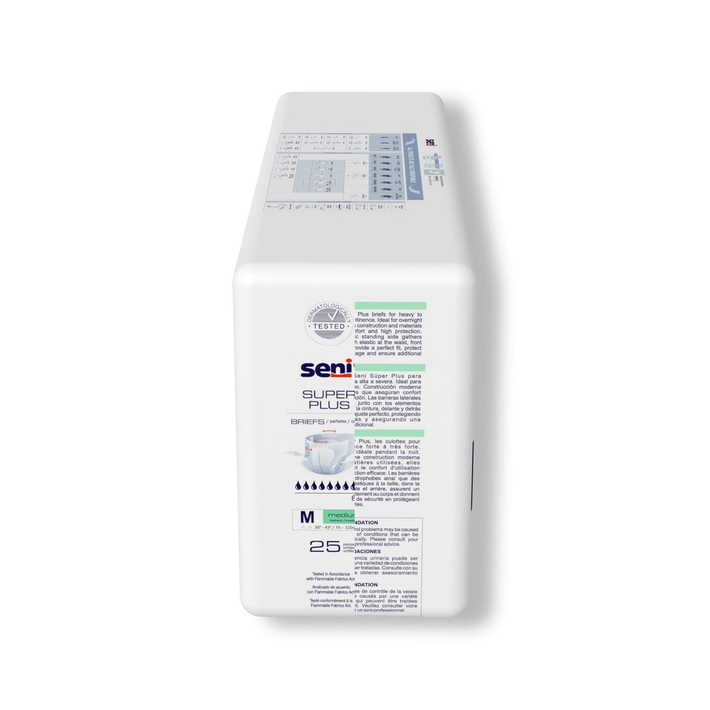 Seni Super Plus Adult Incontinence Brief M Heavy Absorbency Breathable/Overnight, S-ME25-BP1, Severe, 75 Ct