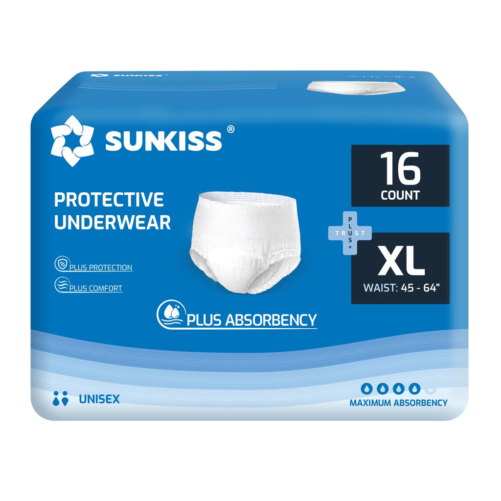 SUNKISS TrustPlus Incontinence and Postpartum Underwear for Men and Women, Disposable Protective Underwear with Overnight Comfor