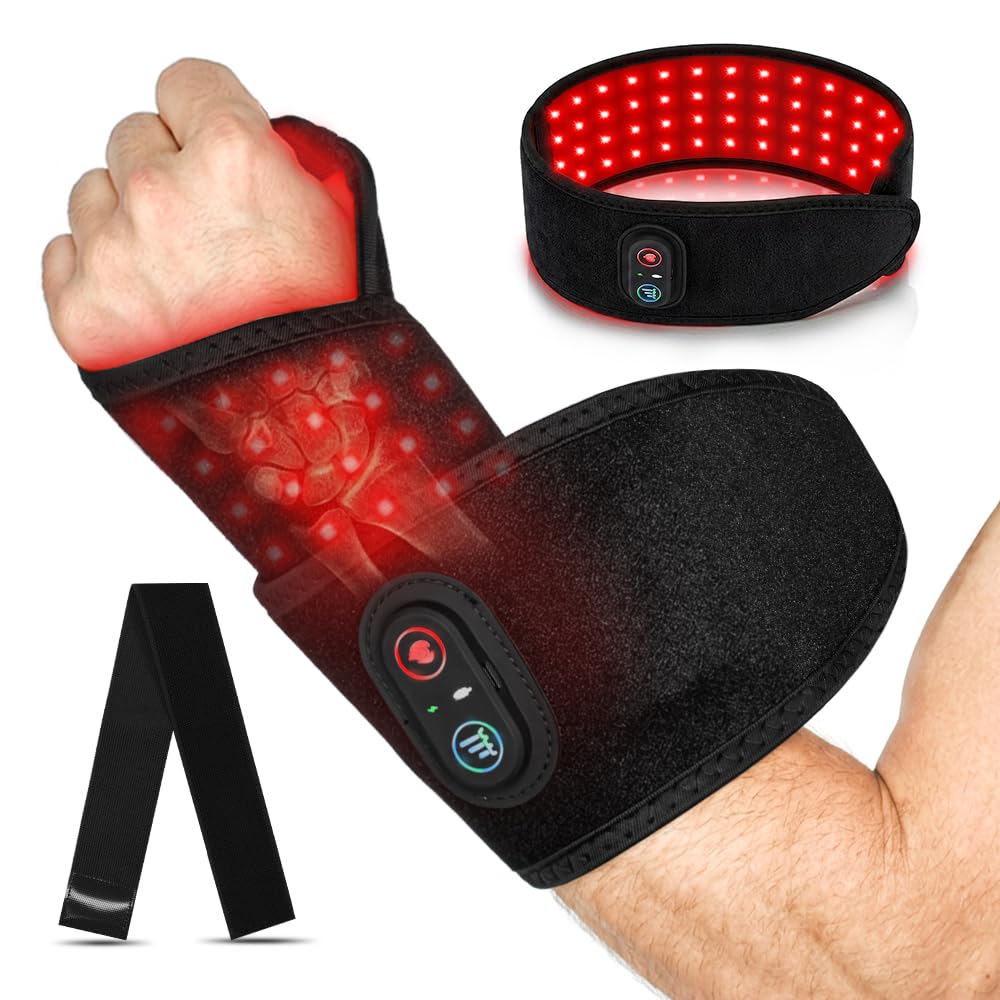 Red Light Therapy Hands Wrist Wrap, Cordless Infrared Heating Pad, 96 LEDs