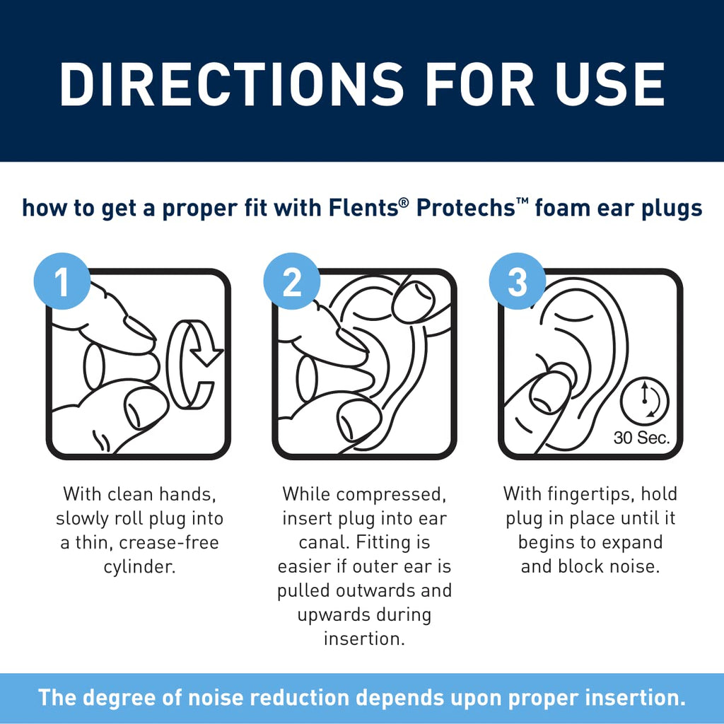 Flents Protechs Reusable Ear Plugs For Sleeping, Protection From Loud Environments, Improved Sleep, Reduces Pressure, 10 Pairs W