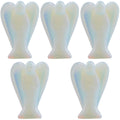 mookaitedecor Set of 5 Opalite Crystal Angel Figurines, 1.5 inch Mini Guardian Angel Statue Carving Pocket Stone Sculpture for H