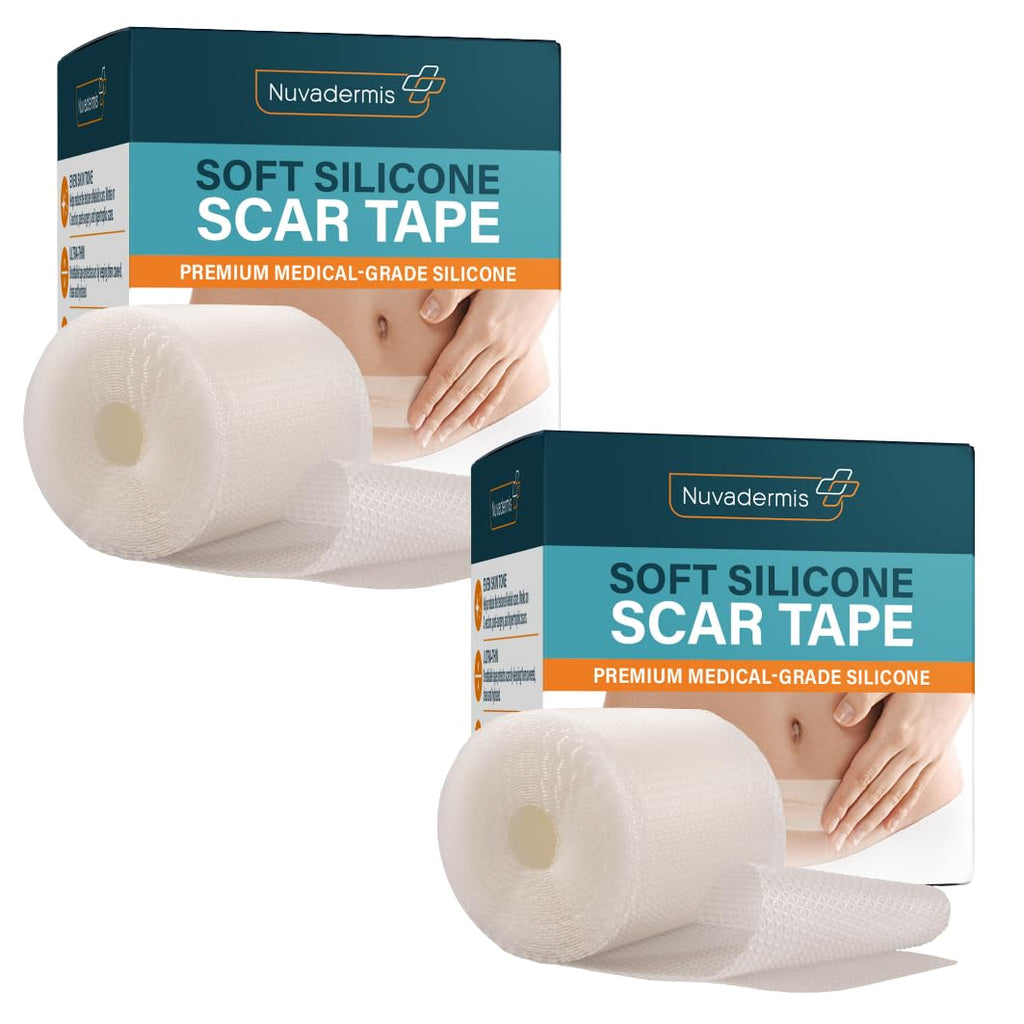 NUVADERMIS Clear Silicone Scar Tape for Surgical Scars - 120'' x 1.5'' Rolls - Section, Tummy Tuck, Keloid, and Surgical Scars -