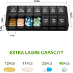 Sukuos Weekly Pill Organizer 7 Day 2 Times a Day, Quick Fill Daily Pill Box (AM PM), Extra Large Pill Cases for Vitamin/Fish Oil