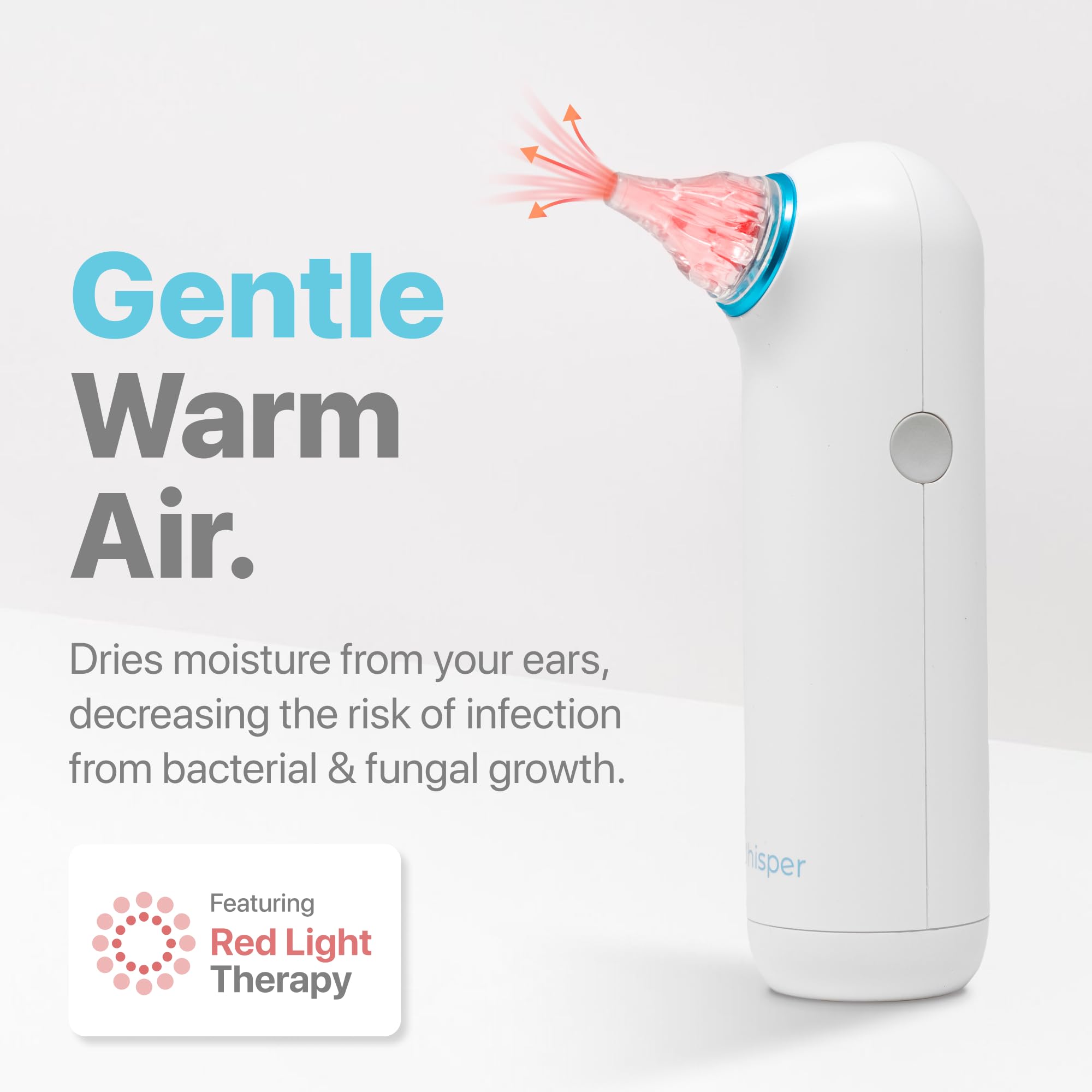 Ear Dryer | USA | Rechargable Ear Water Drying Aid with Red Light Therapy Delivers Gentle Warm Air to The Ear to Combat Annoying