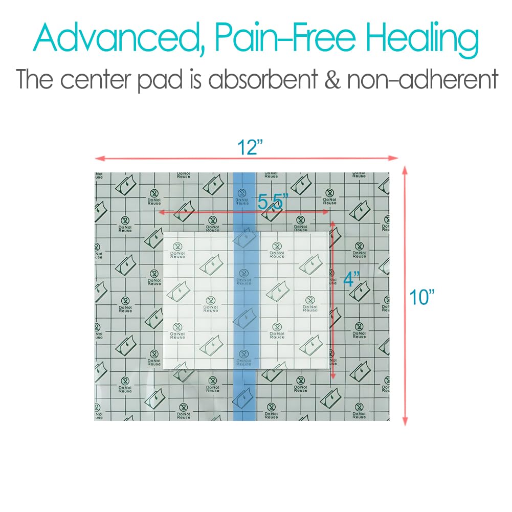 14 Pcs Waterproof Dialysis Catheter Shower Cover with Non-Stick Center Pad for Central Line Chest Chemo Port, 10x12 Large Wound