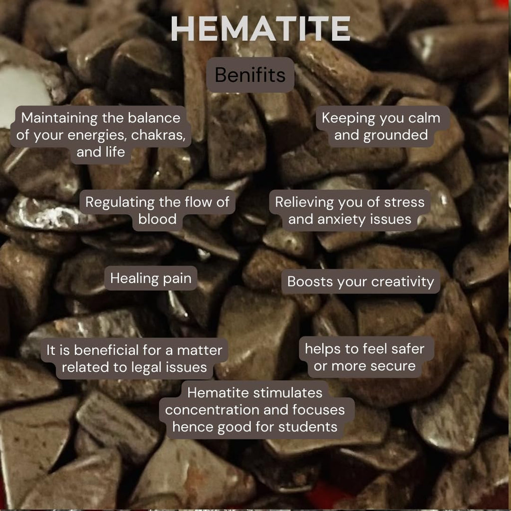 Indian Consigners Natural Crushed Polished Tumbled Gem Stone Chips, Decoration & Healing Crystals (Hematite)