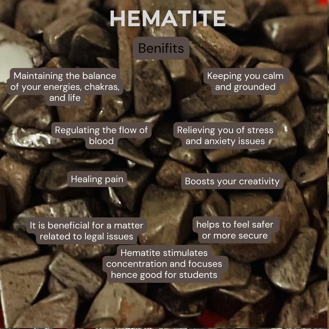 Indian Consigners Natural Crushed Polished Tumbled Gem Stone Chips, Decoration & Healing Crystals (Hematite)