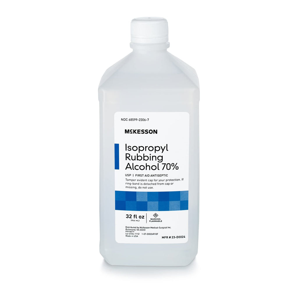 McKesson Isopropyl Rubbing Alcohol 70% [2 Count] USP First Aid Antiseptic, 32 oz