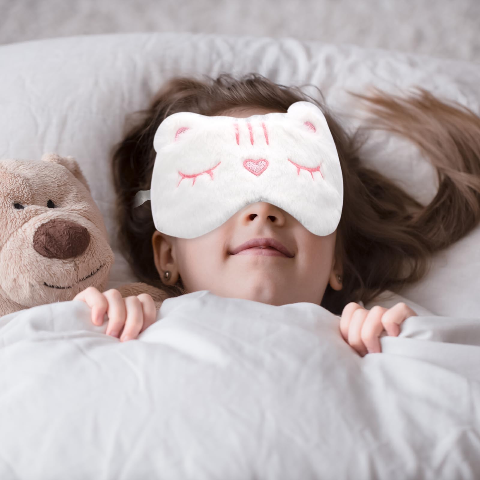 3 Pieces Cartoon Cute Cat Sleeping Eye Mask, Cute Sleeping Eye Mask, Soft Plush Eye Mask, Cartoon Style, Night Sleeping Eye Mask