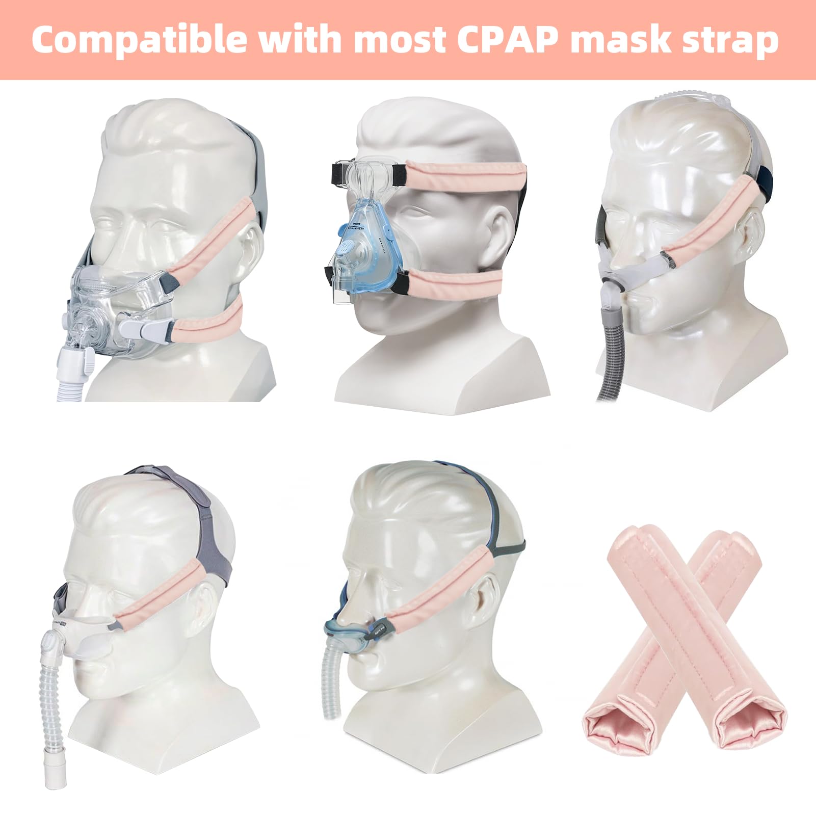 6 Pack Satin CPAP Strap Covers, Universal CPAP Strap Cushions, Comfort CPAP Mask Cushions fit Most CPAP Mask and Headgear can Re