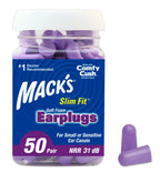 Macks Slim Fit Soft Foam Earplugs, 50 Pair - Small Ear Plugs for Sleeping, Snoring, Traveling, Concerts, Shooting Sports & Powe