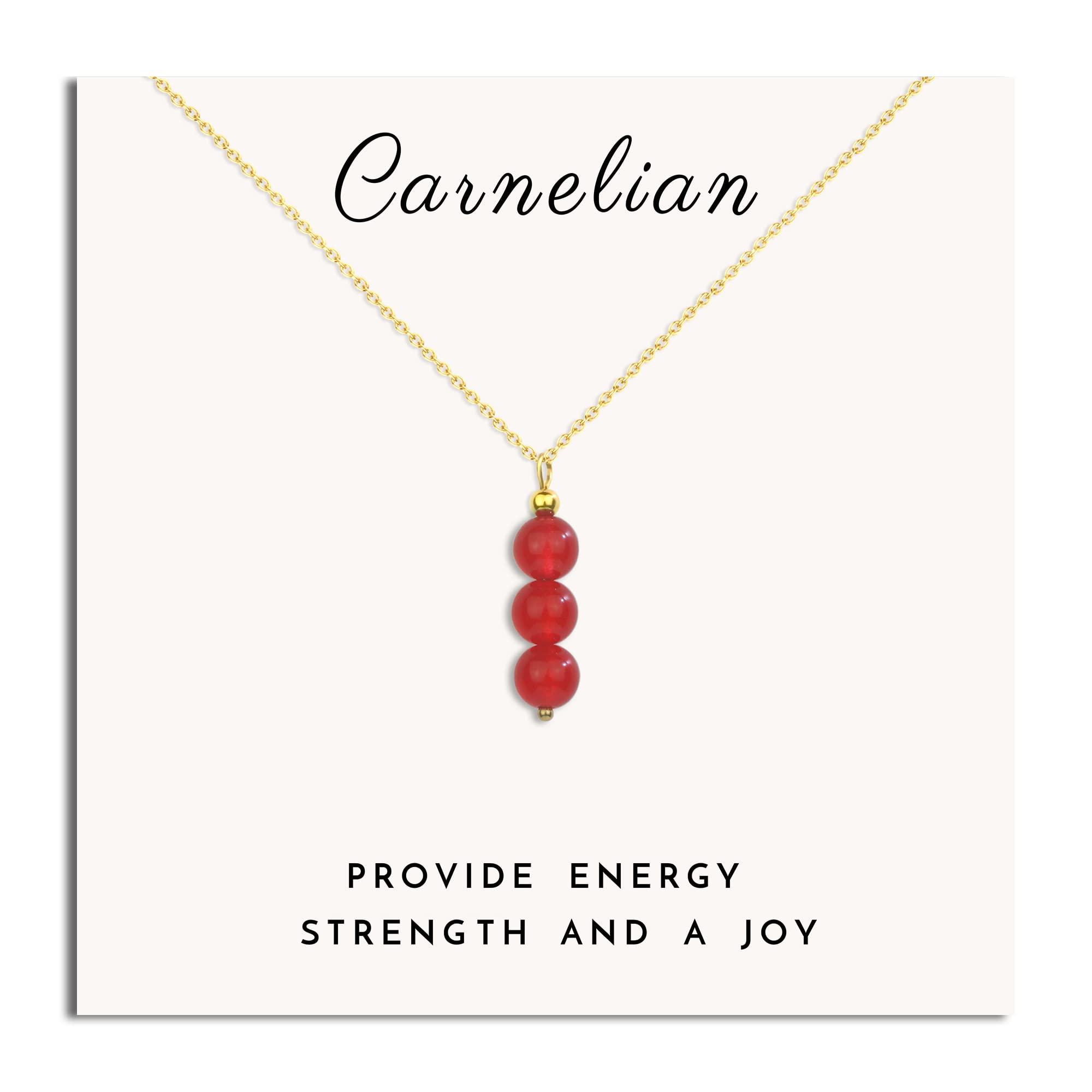 SmileBelle Red Necklace as Valentines Day Necklace for Her, 14K Gold Filled Carnelian Necklace as July Birthstone Crystal Pendan
