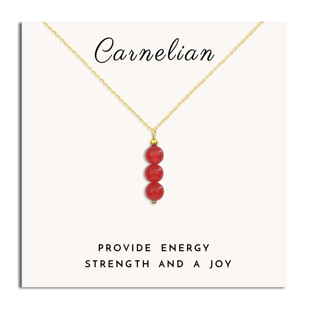 SmileBelle Red Necklace as Valentines Day Necklace for Her, 14K Gold Filled Carnelian Necklace as July Birthstone Crystal Pendan