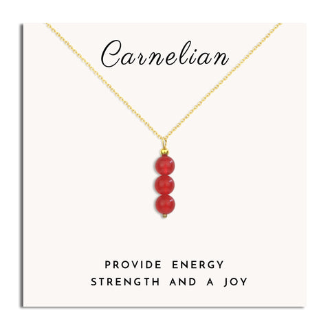 SmileBelle Red Necklace as Valentines Day Necklace for Her, 14K Gold Filled Carnelian Necklace as July Birthstone Crystal Pendan
