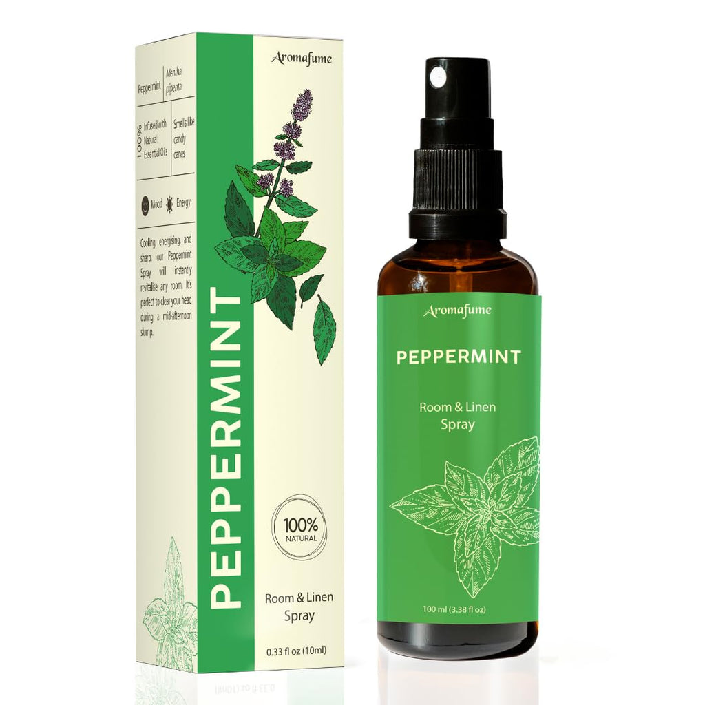 Peppermint Room, Linen & Pillow Spray by Aromafume | 100ml/3.38 fl oz | with Pure Peppermint Essential Oil | Aromatherapy Spray 