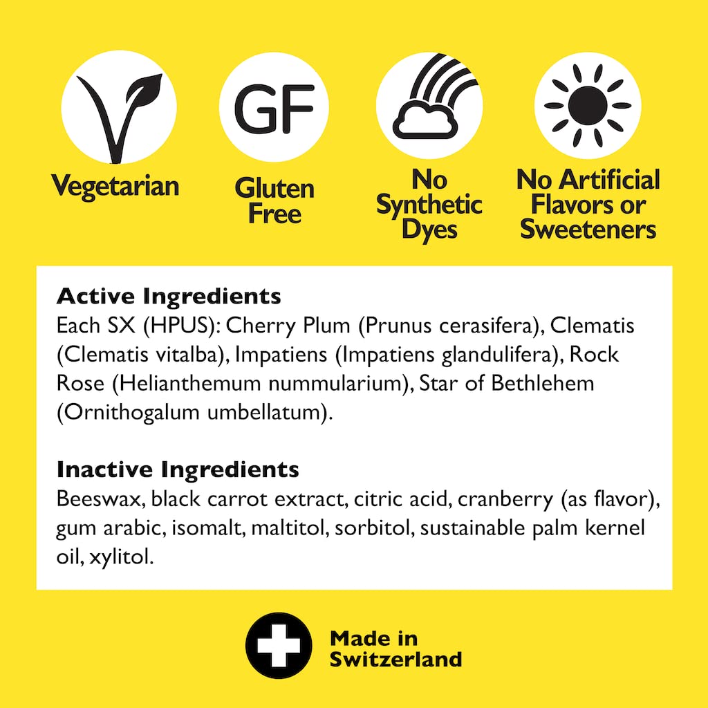 Bach RESCUE PASTILLES, Cranberry Flavor, Natural Stress Relief Lozenges, Homeopathic Flower Essence, Vegetarian, Gluten & Sugar-