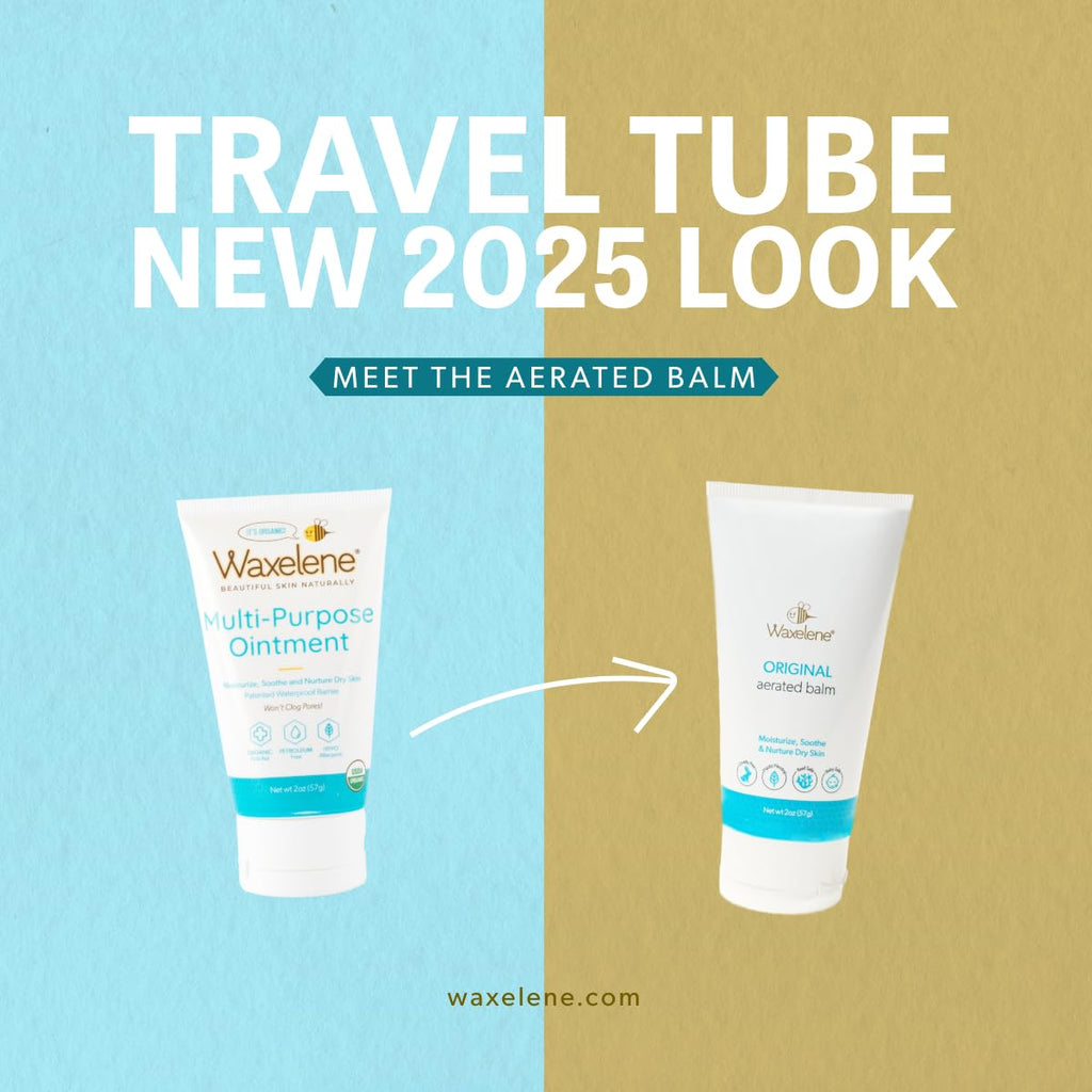 Waxelene Multipurpose Ointment Travel Tube, Organic Aerated Balm the Petroleum Jelly Alternative Soothing Botanical Eczema Dry S