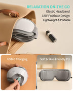 SKG Eye Massager with Heat & Music, Foldable Eye Mask for Migraine & Strain, 5 Massage Modes, Perfect Relaxation Birthday Gifts