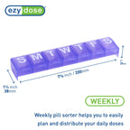 EZY DOSE Weekly (7-Day) Pill Case, Medicine Planner, Vitamin Organizer, X-Large Contoured Compartments for Easy Pill Removal, Co