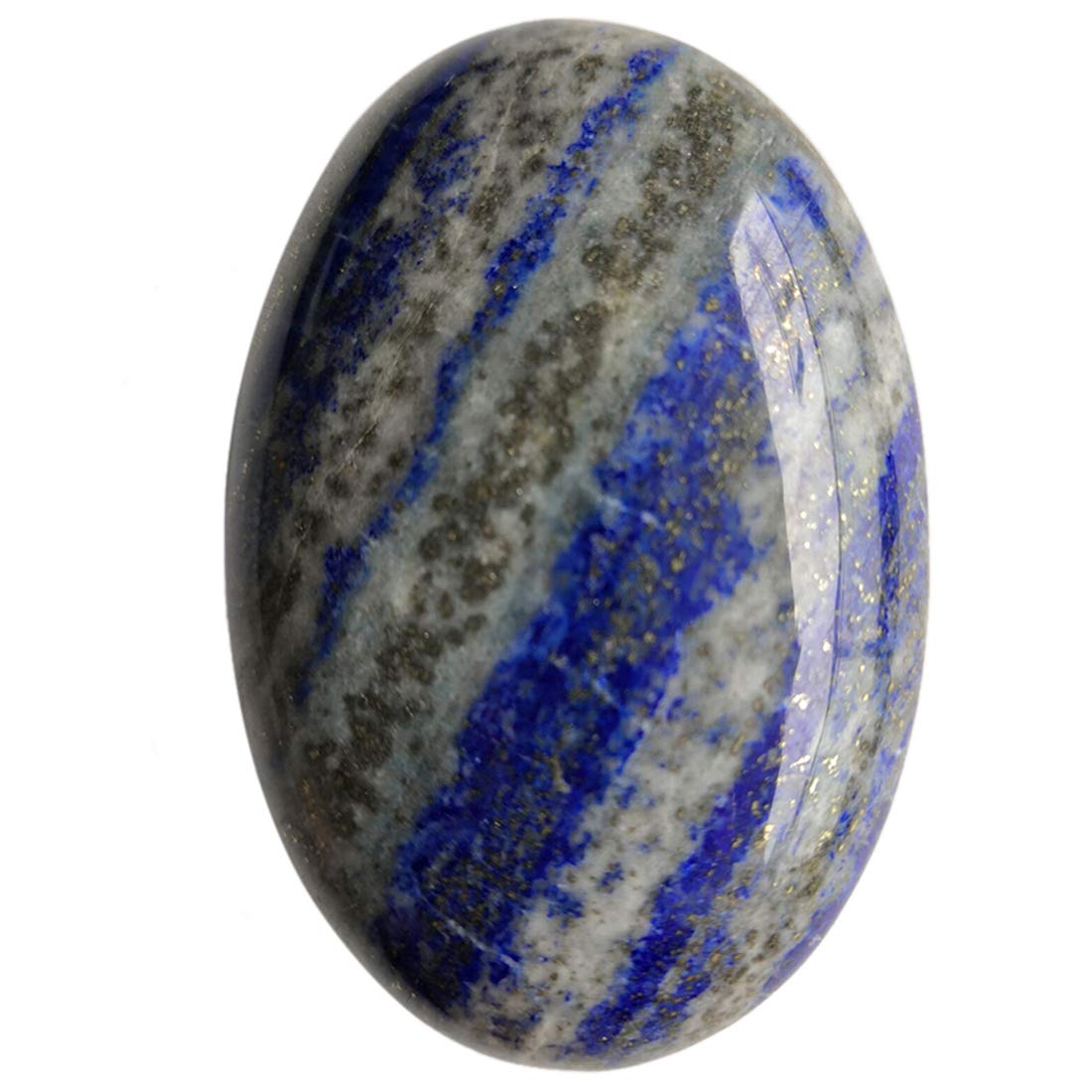Loveliome Natural Lapis Lazuli Oval Polished Worry Stones, Healing Crystal Indoor Fountain Stones Massage Energy Anxiety Relief