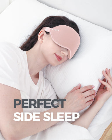 MZOO Luxury Pink Sleep Mask for Back and Side Sleeper, Completely Block Out Light Sleeping Eye Mask for Women Men, Zero Eye Pres