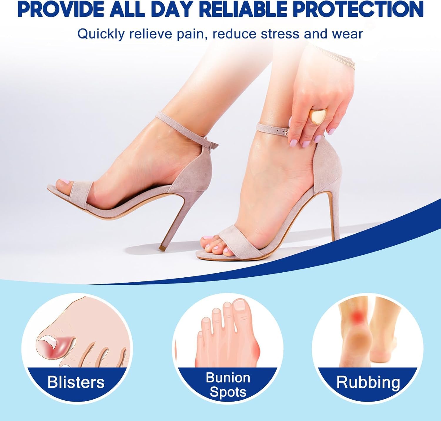 Hydrocolloid Blister Bandages, Waterproof & Comfortable Blister Pads for Feet, Heels, Multi-Size, Individually Packed, Perfect f