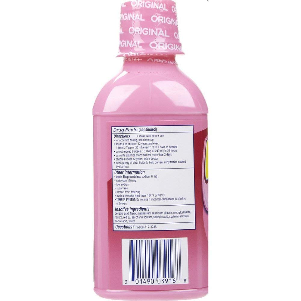 Pepto-Bismol 5 Symptom Relief Including Upset Stomach and Diarrhea Original Flavor Liquid, 16 Ounce