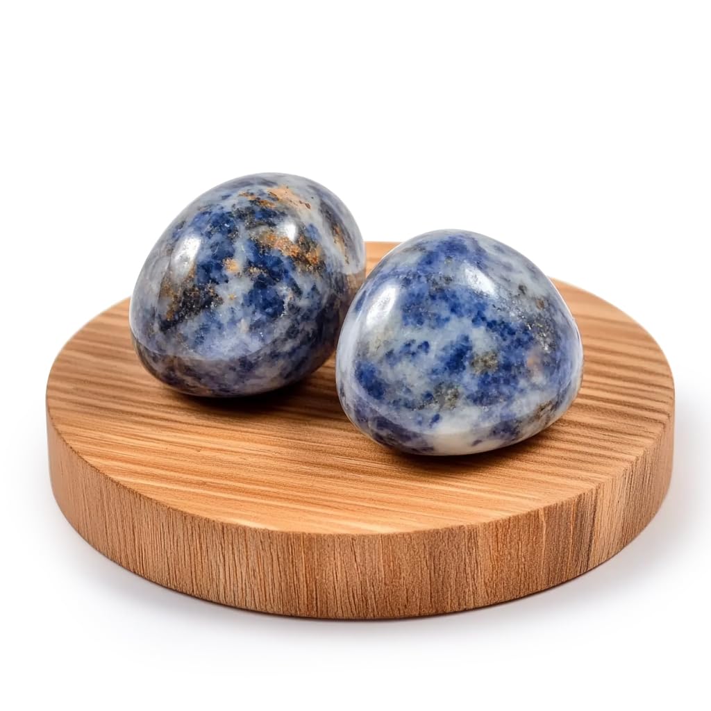 SigMntun Polished Blue Spot Jasper Crystal Stones - 2 Pieces 1.2 inches Super Large Handpicked Natural Tumbled Gemstones for Rei