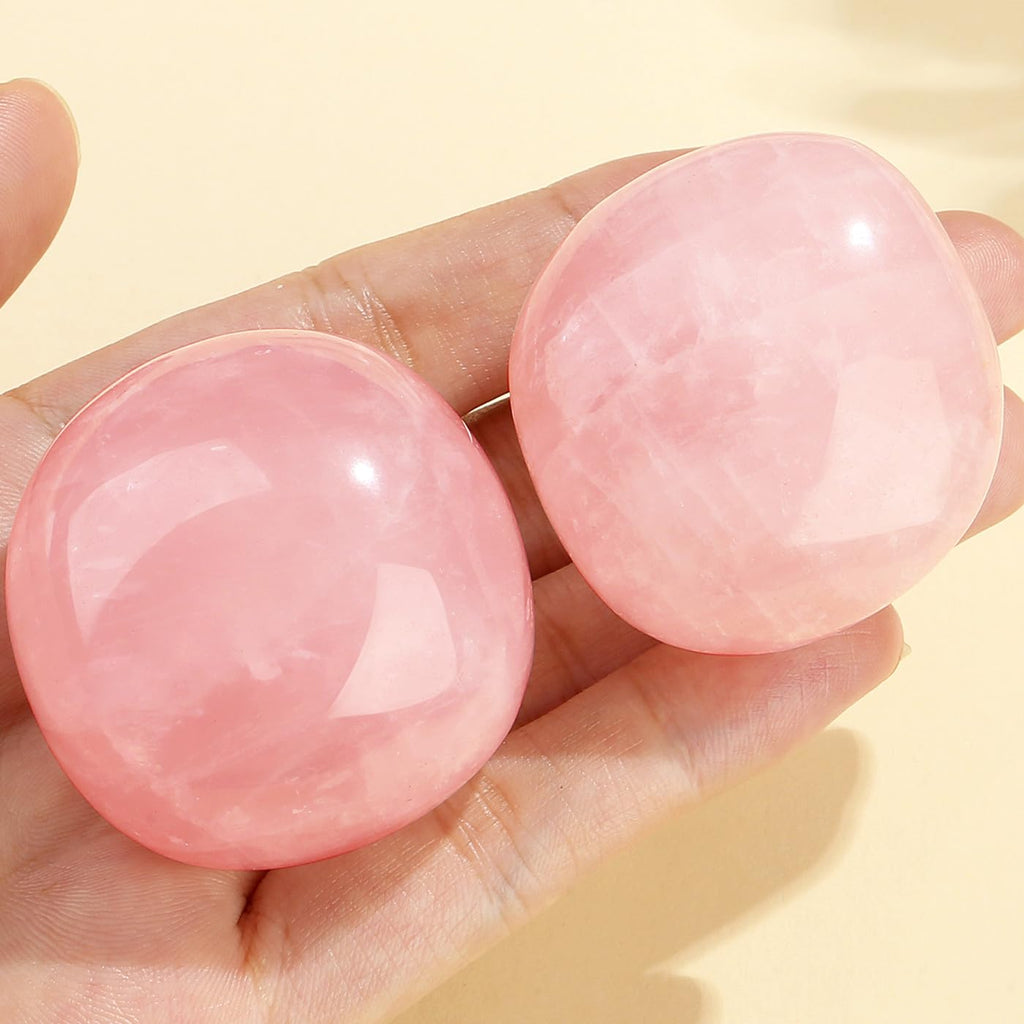 MAIBAOTA 1.6-2.0'' Rose Quartz Crystals Large Reiki Healing Crystals Natural Tumbled Pink Polished Stones for Energy Witchcraft