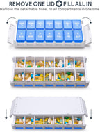 TookMag Weekly Pill Organizer 2 Times a Day, Easy Fill AM PM Pill Box, Large Capacity Quick-Refill 7 Day Pill Cases for Pills/Vi