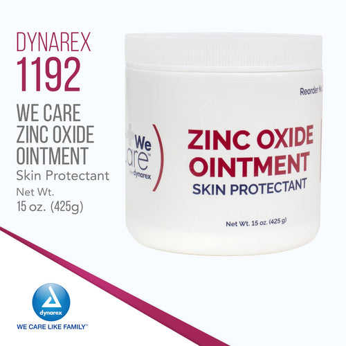 Dynarex 1192 Zinc Oxide Ointment, Soothes, Prevents, White, 15 oz. Jar, Pack of 12