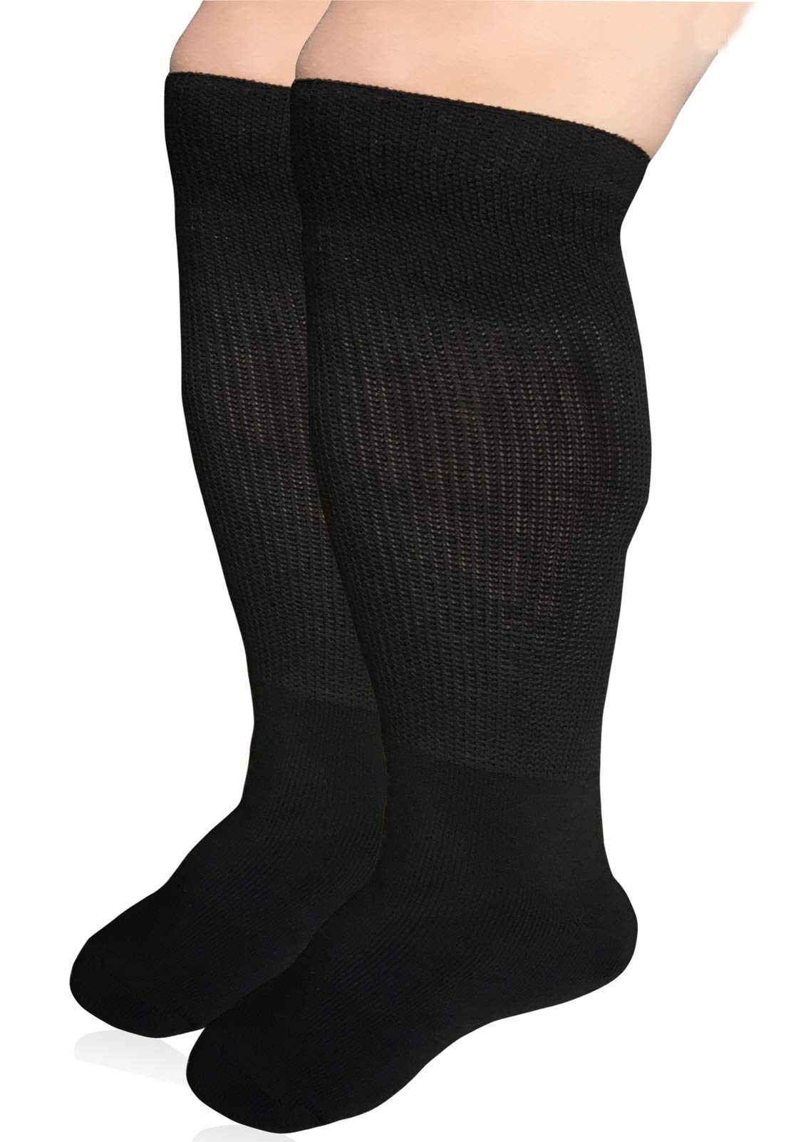 Extra Width Diabetic Socks for Lymphedema, Bariatric Non Binding Knee High Sock for Swollen Edema Cast Feet Mens and Womens Legs