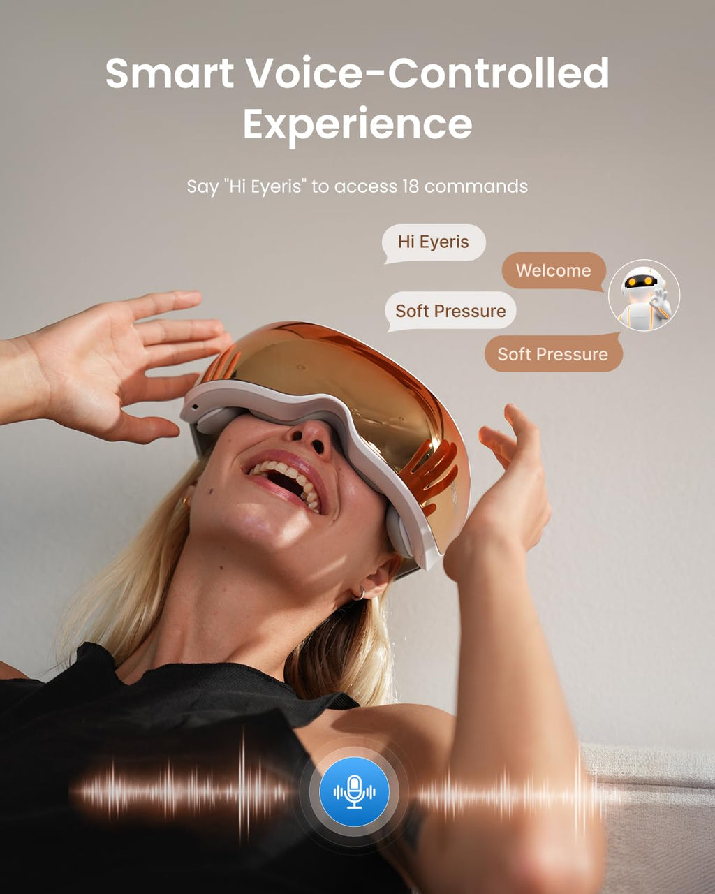 RENPHO Eyeris Calina Eye & Temple Massager for Migraines, Christmas Gifts for Women Men, Voice Control Smart Migraine, Slidable