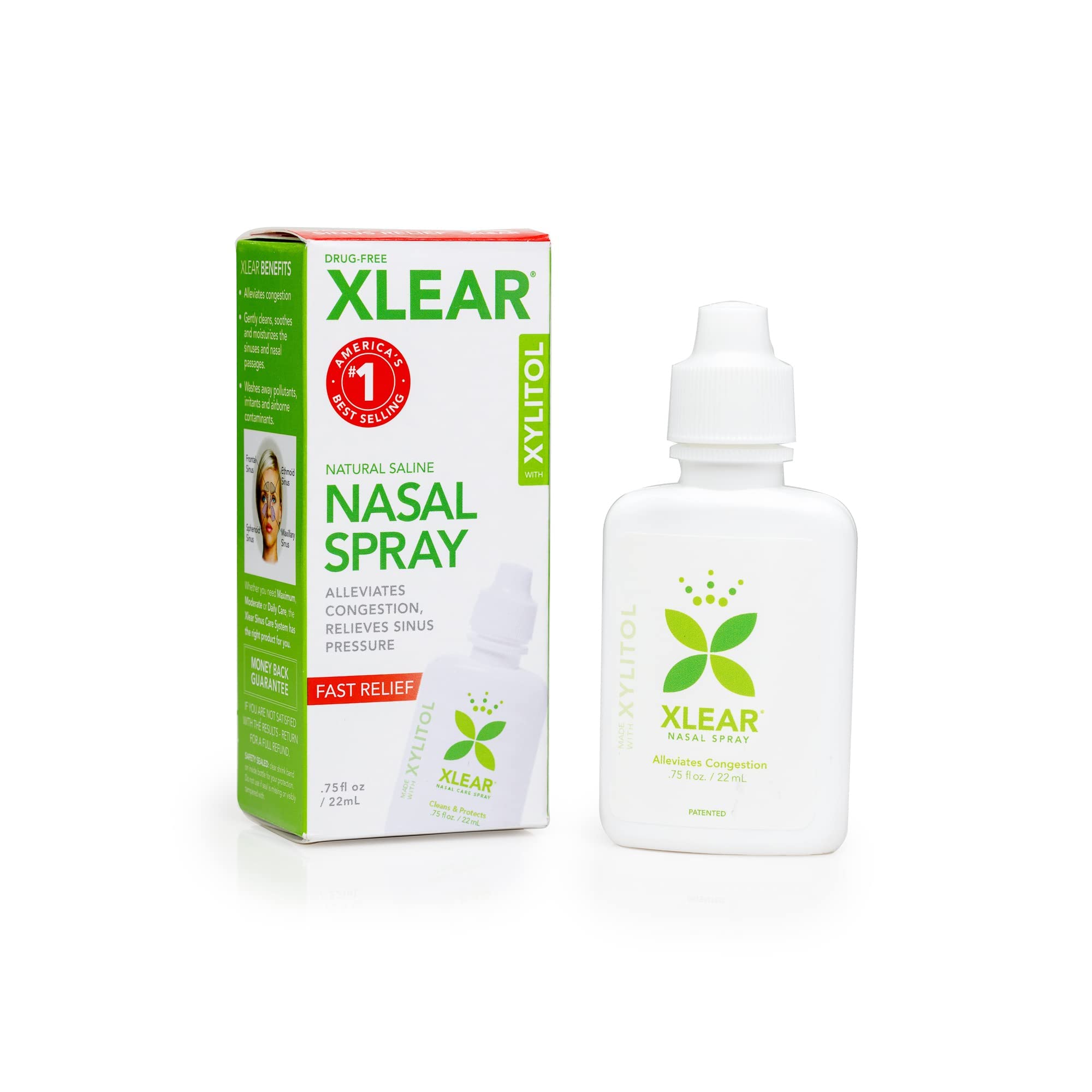 Xlear Nasal Spray, Natural Saline Nasal Spray with Xylitol, Nose Moisturizer for Kids and Adults, 0.75 fl oz (Pack of 3)