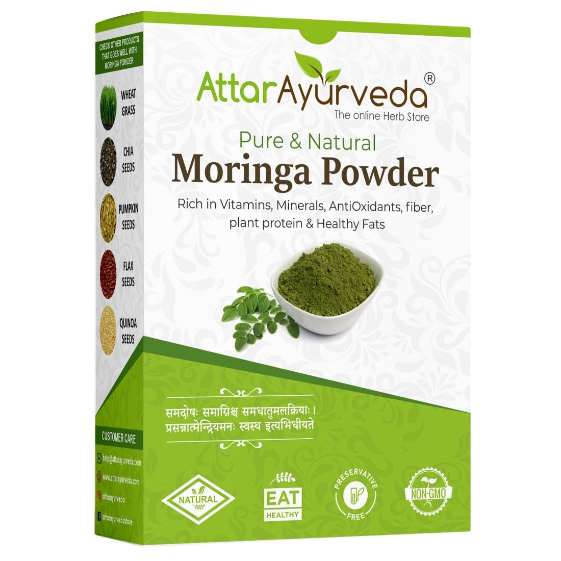 Attar Ayurveda Pure Moringa Leaf Powder 800 Grams