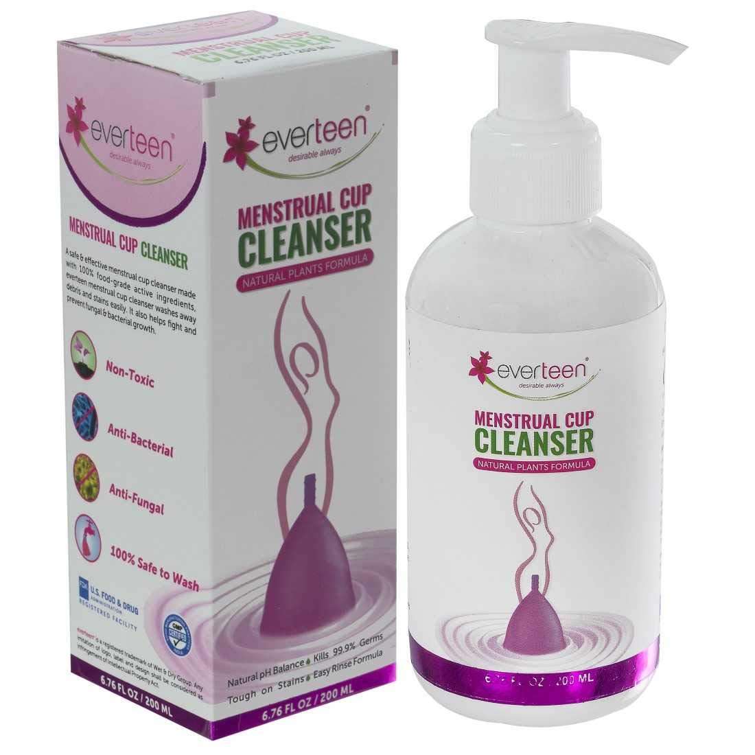 Everteen Menstrual Cup Cleanser With Plants Based Formula For Women, Removes Blood Stains  1 Pack (200 Ml)