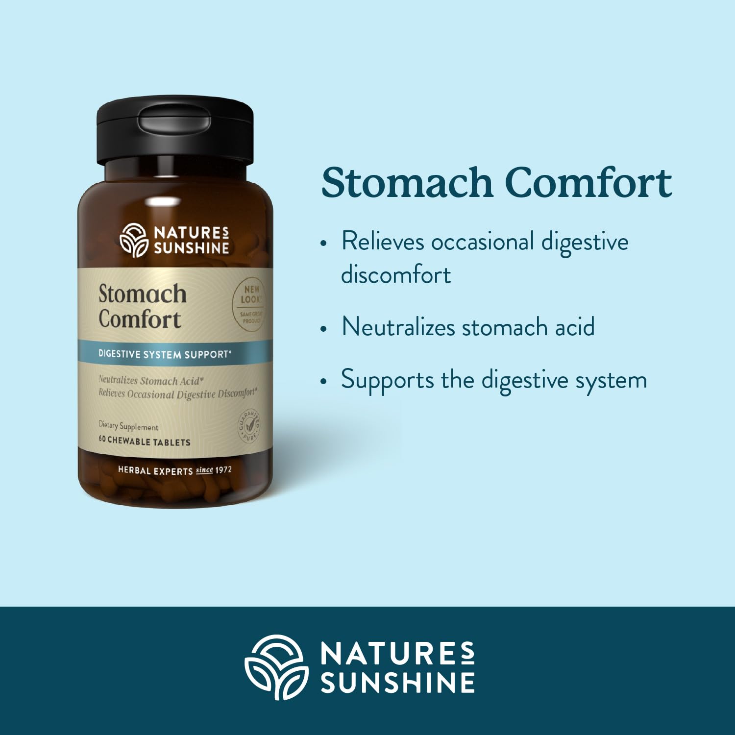 Natures Sunshine Stomach Comfort, 60 Chewable Tablets | Helps Neutralize Acid and Soothe the Stomach by Supporting Digestion