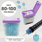 FINEPRO 0.2L Size Portable Pen-Needle Disposal Container [Pack of 3] Diabetes Care (0.2L, Purple+Clear, 3)