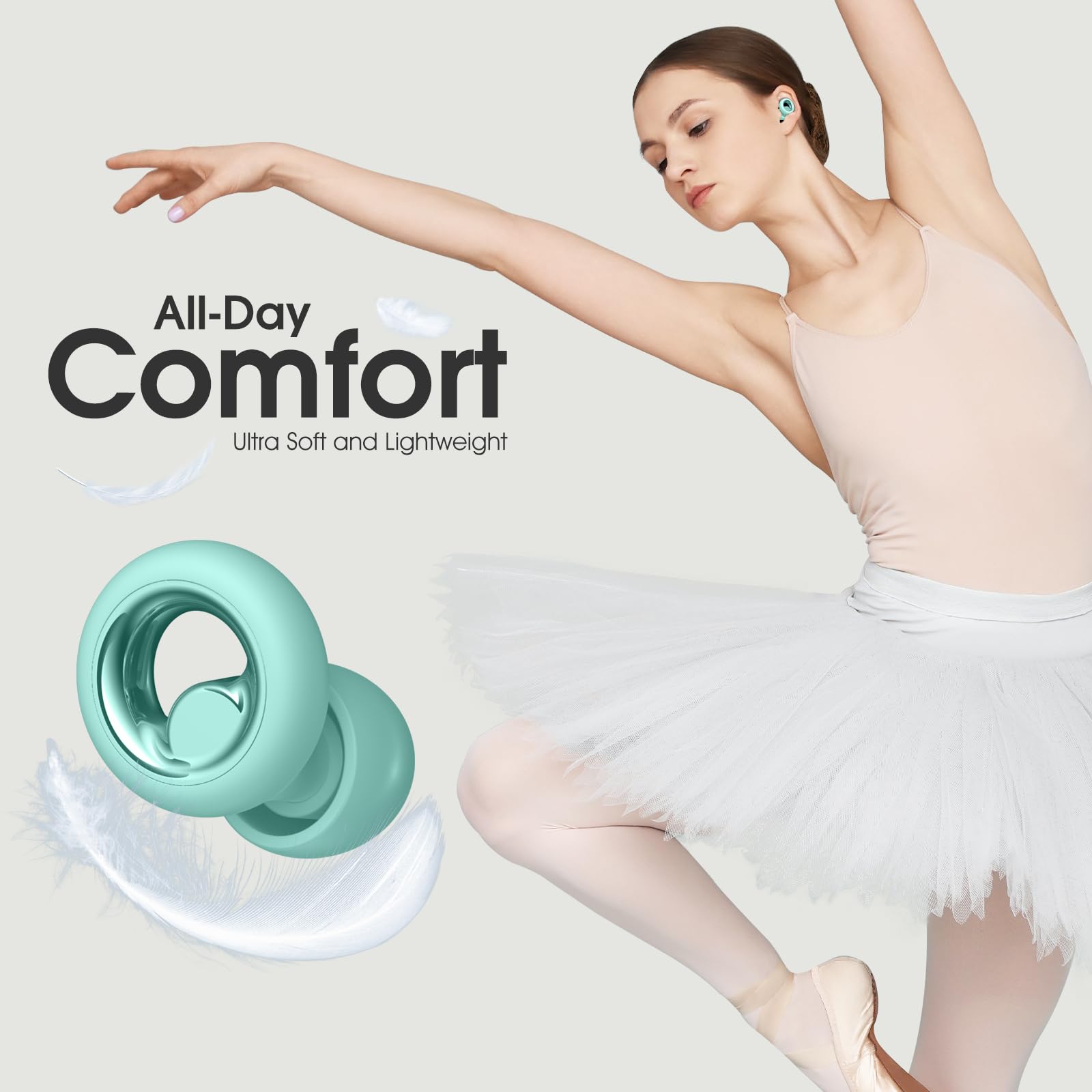 Vosaf Ear Plugs for Sleeping Noise Cancelling, Soft Ear Plugs for Concert, 45dB Reusable Ear Plugs for Noise Reduction with 8 Ea