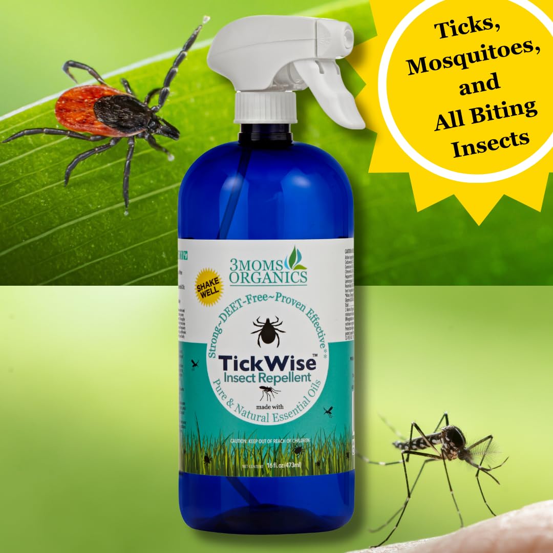 3 Moms Organics TickWise Insect Repellent, 32oz Extra Strength - DEET- Free, Tick and Insect Repellent, Plant Based Essential Oi