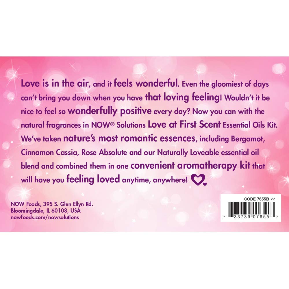 NOW Essential Oils, Love at First Scent Aromatherapy Kit, 4x10ml Including Bergamot, Cinnamon Cassia, Rose Absolute and our Natu