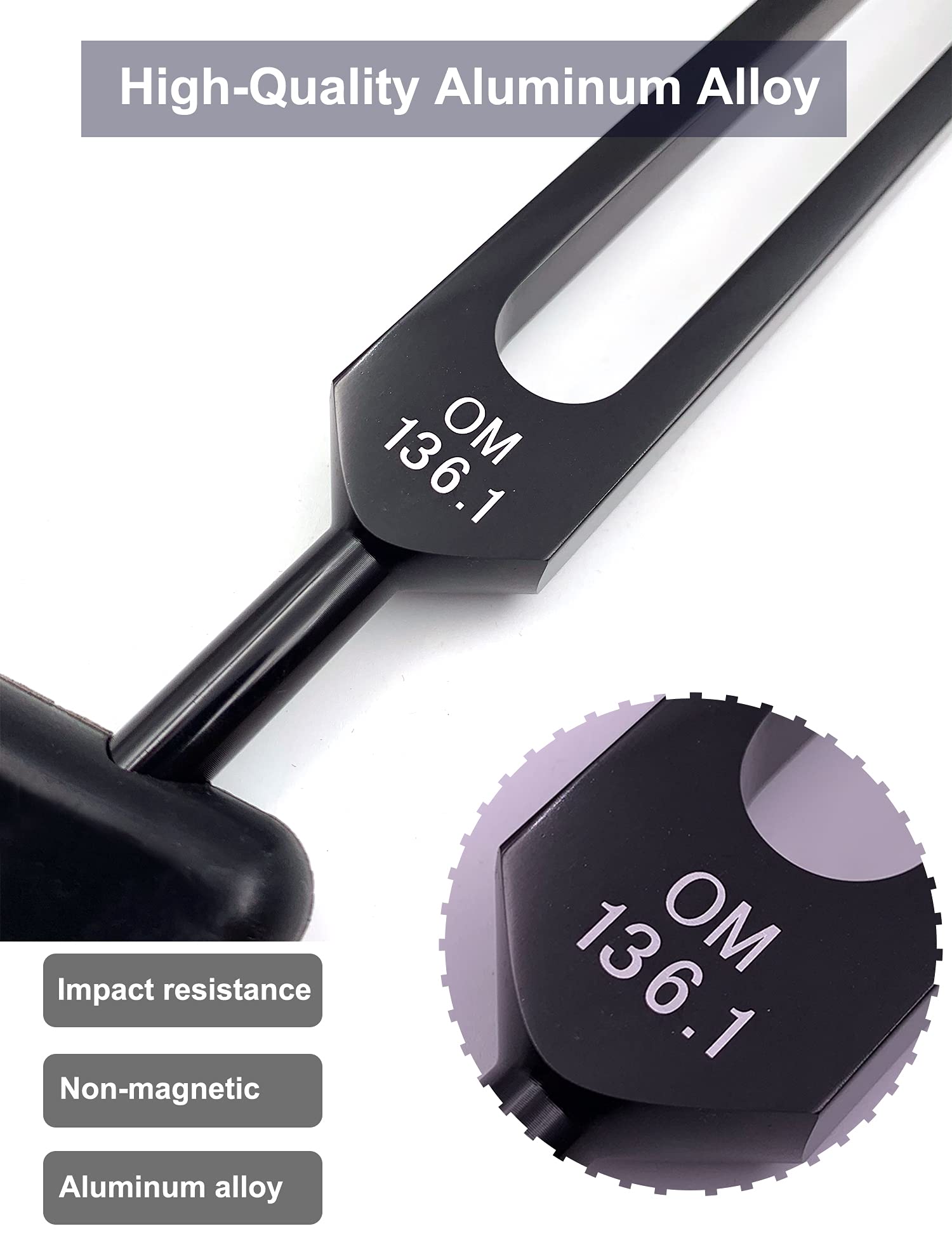 OM 136.1Hz Tuning Fork Weighted, Heart Chakra Tuning Energy Fork for Sound Healing, Meditation, Immune System and Circulatio, Pe